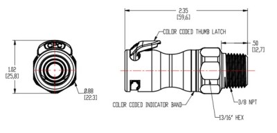  LQ4D10006BLU 3/8 NPT Valved Body - Blue