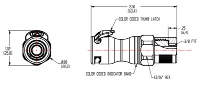  LQ4D13006RED 3/8 PTF Valved In-Line Body - Red