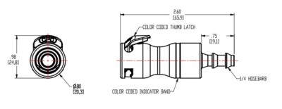  LQ4D17004LBLU 1/4 Locking HB Valved In-Line Body - Blue