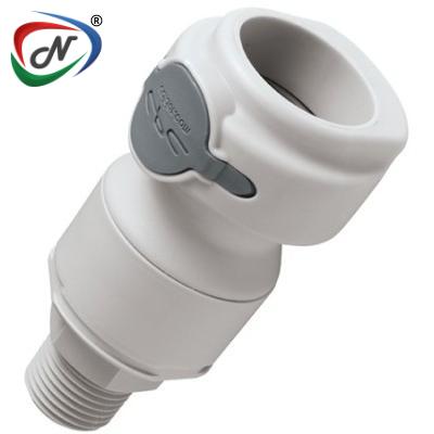  NSHD10008V 1/2 MNPT Valved In-Line Molded Grey Polypropylene Coupling Body FKM Seal